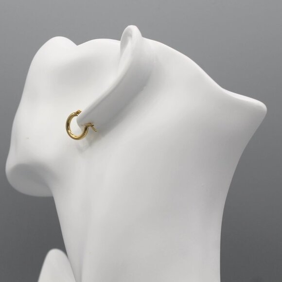 Jewelry earrings hoop hoops 10mm wide thin yellow gold tone small elegant new - Picture 9 of 9